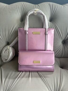 Kate Spade Metallic Pink Tote with Matching Wallet